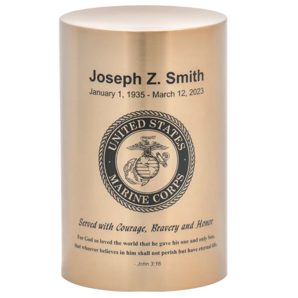 Stainless Steel Gold Cylinder Adult Urn