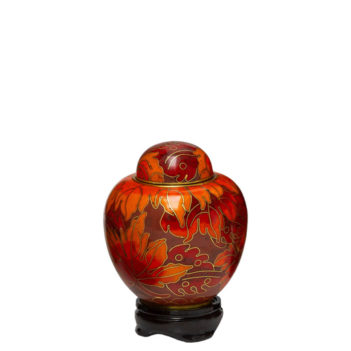 [814 FL] Fall Leaf Cloisonné Miniature Urn